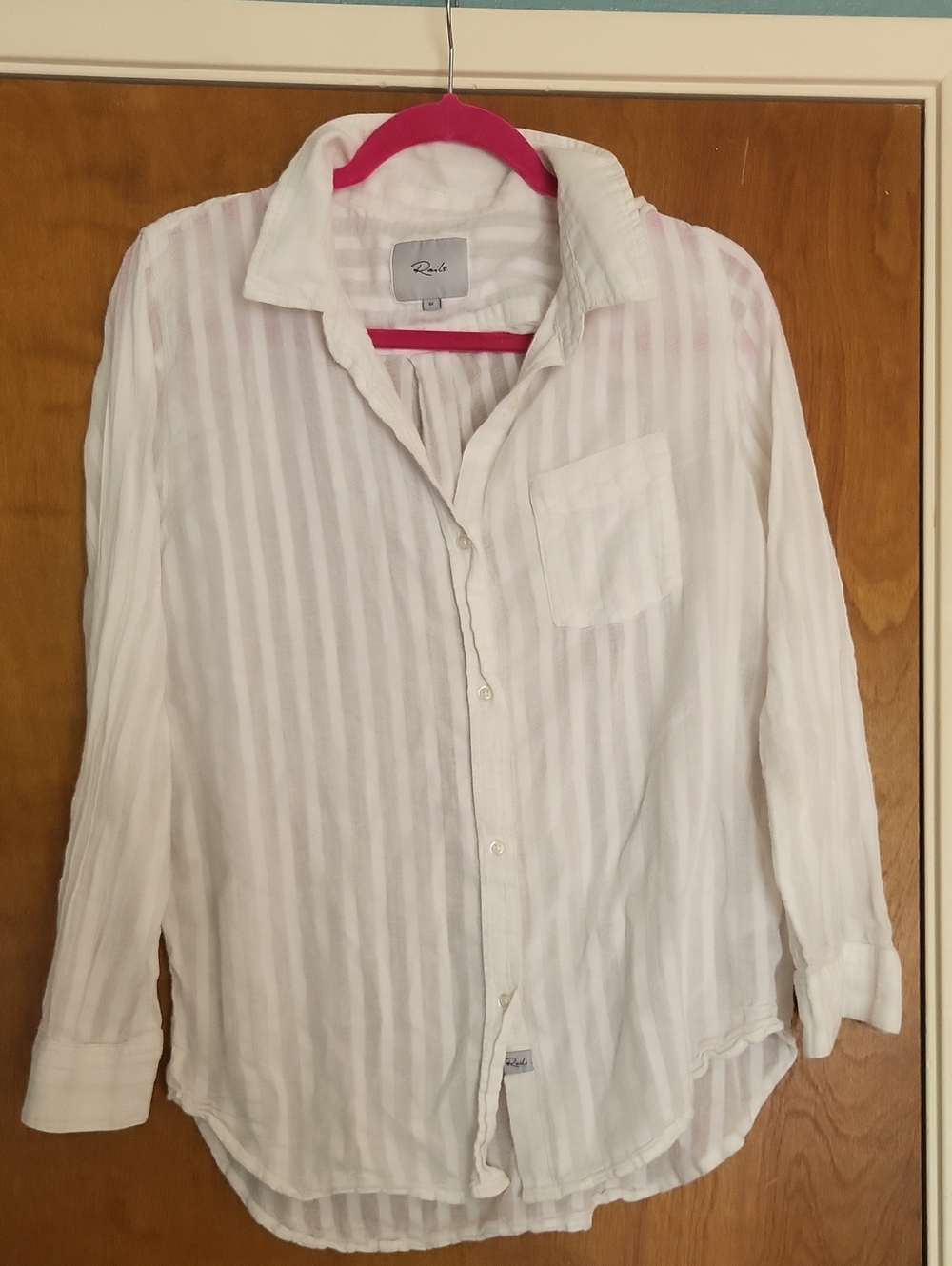 Rails White Sheer Vertical-Strip Shirt
